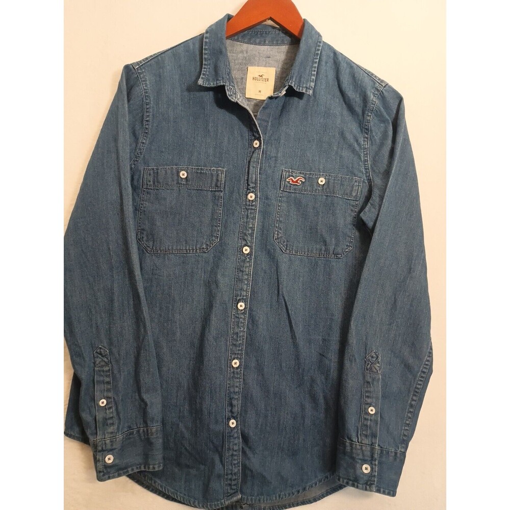 Hollister Long Sleeve Denim Button Up Shirt Women’s Size M